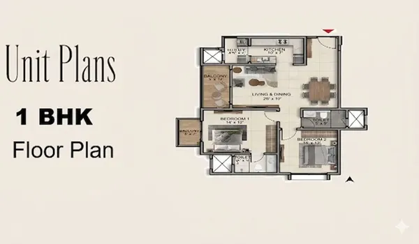Sattva Centrum 1 BHK Floor Plan