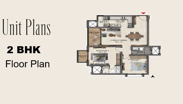 Sattva Centrum 2 BHK Floor Plan