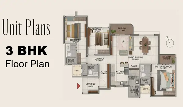 Sattva Centrum 3 BHK Floor Plan